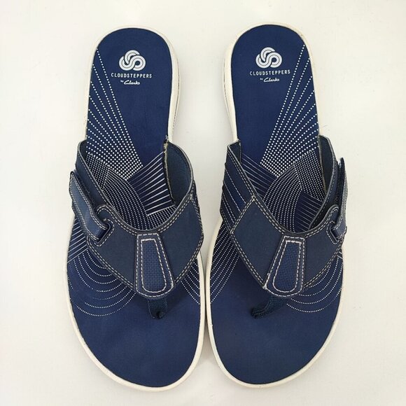 Clarks Women's Blue Fabric Flip Flop Sandals Size 11 - Picture 4 of 9